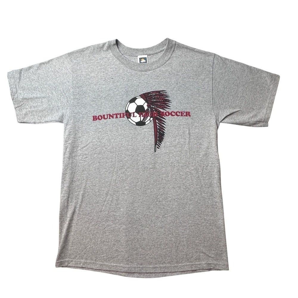 Vintage Cotton Deluxe Shirt Mens M Grey Bountiful High Soccer 2002 State Champs
